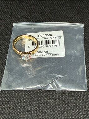 Pandora Double Band Heart Ring - 163100C01-56 Ring size 7.5 NWT